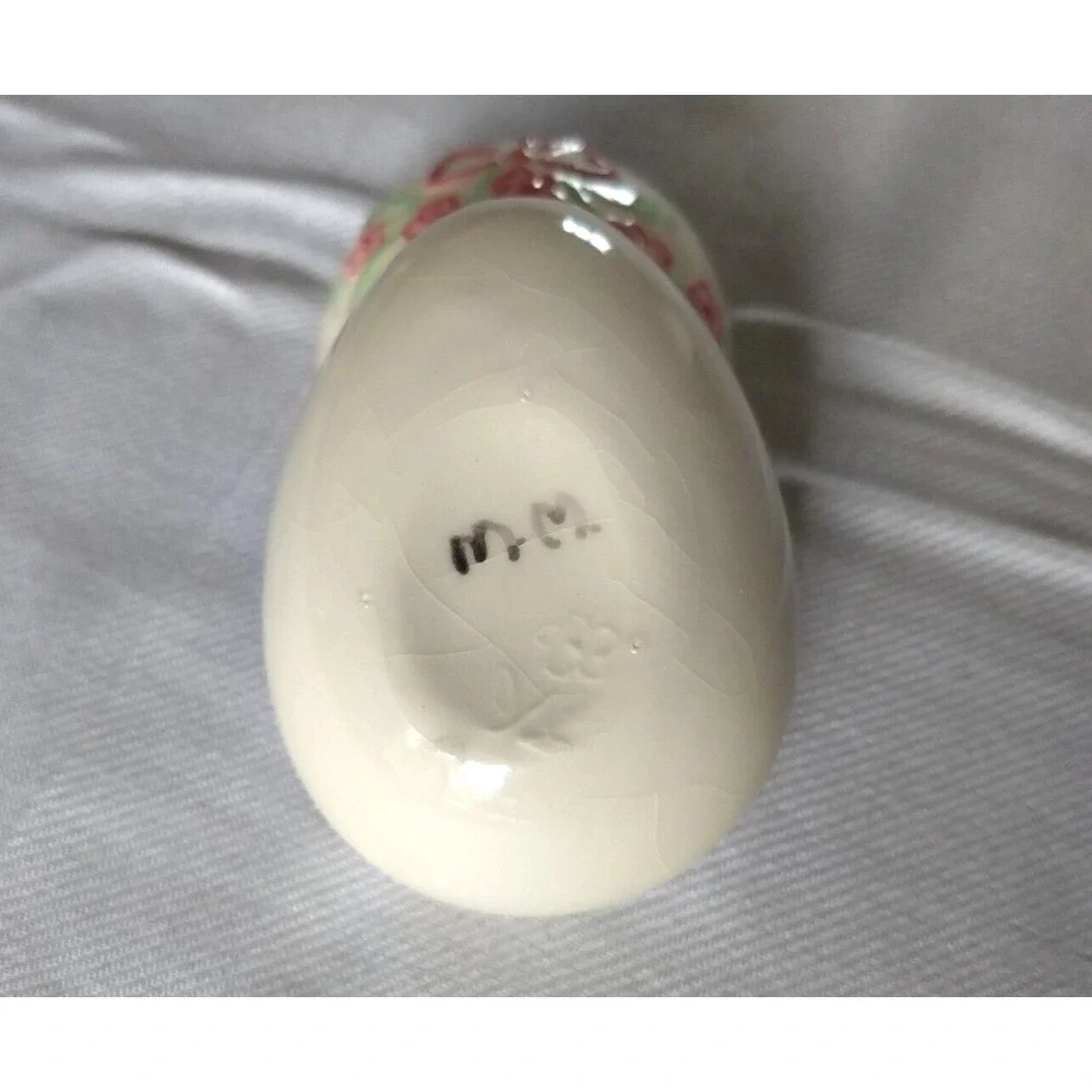 2 Bunny Knobler Japan Stainless Spreader Knives + Ceramic Egg Trinket Box Floral